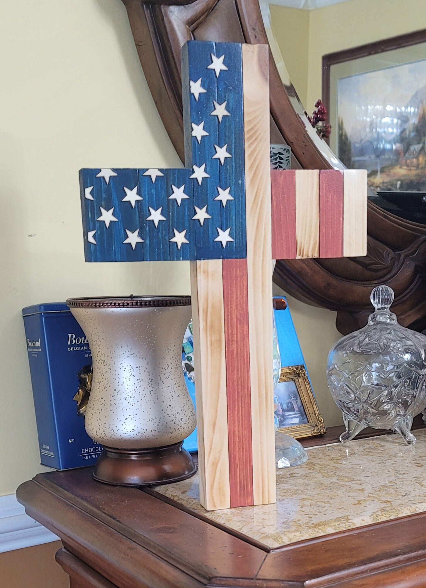 Wood Flag Cross Etsy