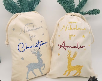 Bolsa de Papá Noel personalizada - Regalo de Papá Noel - Bolsa de Papá Noel - reno