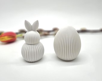 Regalo de Pascua - conejo y huevo acanalados - Decoración de Pascua - Conejito de Pascua y huevo de Pascua - varios colores