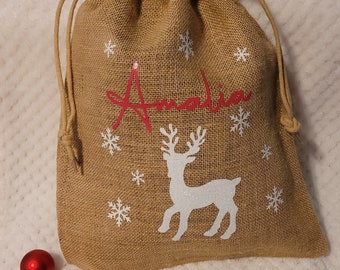 Nikolaussäckchen personalisiert - Weihnachtsgeschenk Verpackung - Weihnachten - Nikolaus - Rentier mit Schneeflocken