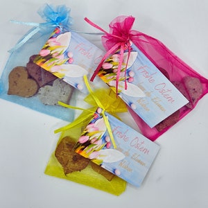 Samenherzen Ostern - 3 Stück Samenherzen im Organza Säckchen - Frohe Ostern - mit Karte - personalisierbar - zum verschenken - Samenbombe