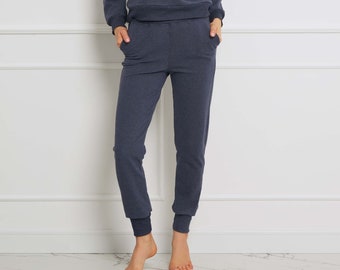 Lounge Cotton Pants, Sweatpants, Pockets, Cuffed Joggers, Loungewear, Made in Europe