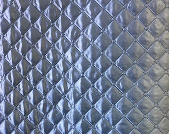 Baby Blue Polyester Quilted Padded Fabric 58/60" Sold By The Yard