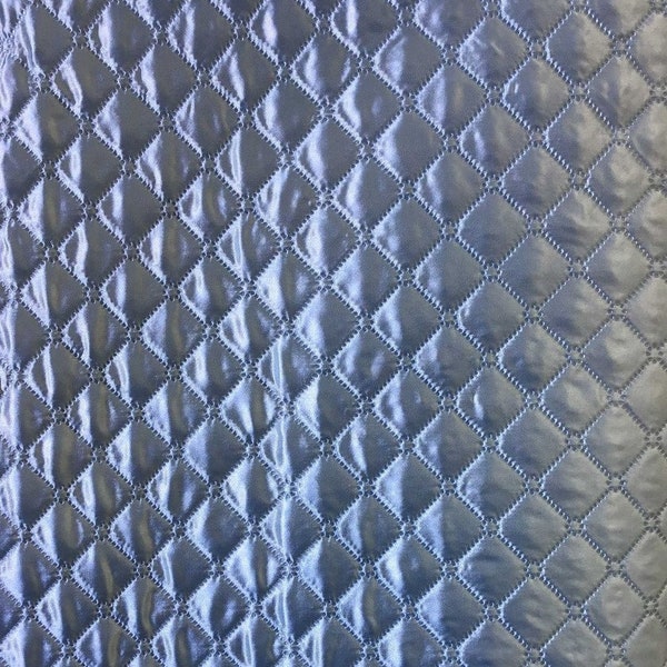 Baby Blue Polyester Quilted Padded Fabric 58/60" Sold By The Yard