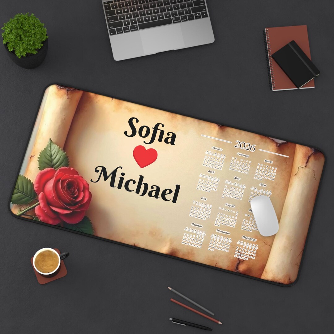 Personalized 2026 Desk Mat Calendar - Custom Name Desk Pad, Aesthetic ...