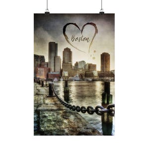 Boston poster, kunst aan de muur skyline stad, print Boston Massachusetts, modern reisdecor, historische stadsplattegrond of illustratie, huis cadeau Boston