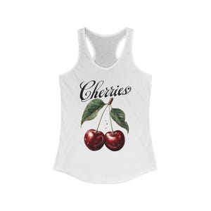 Cherry Tank Top for Women , Cute Fruit Graphic Summer Shirt, Y2K Aesthetic Sleeveless Top, Kawaii Red Cherry Crop or Full-Length Tee