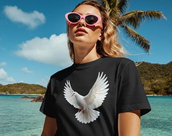 White Dove Graphic T-Shirt, Symbol of Peace, Bird Lovers Gift