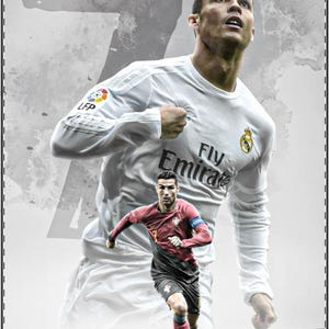 Cristiano Ronaldo Poster , Real Madrid & Portugal Soccer Wall Art, CR7 Print for Football Fans, Sports Decor Gift, Ronaldo Fan Artwork