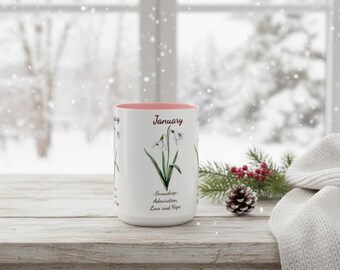 January Snowdrop Birth Flower Mug – Personalized Birthday Gift