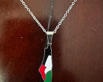 Palestine Map Necklace | Stainless Steel Pendant | Palestinian Heritage Jewelry