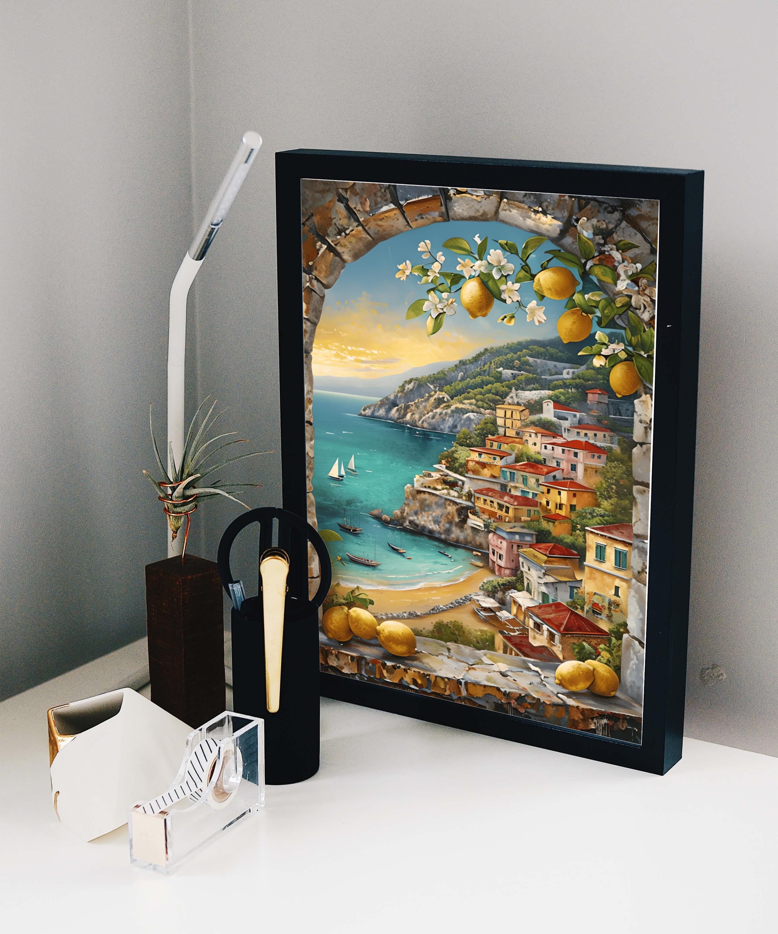 Vintage Italian Seaside Print Set, Mediterranean Coastal Art (digital ...