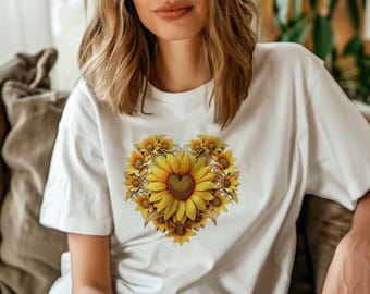 Sunflower Graphic T-Shirt: Boho Floral Tee, Nature Lover Gift