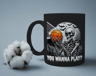Spooky Skeleton Volleyball Print – Gothic Halloween Sports Art (Digital Print)