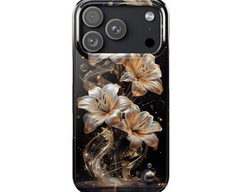Funda para iPhone con diseño floral de lirios vintage, elegante funda protectora mate, compatible con MagSafe
