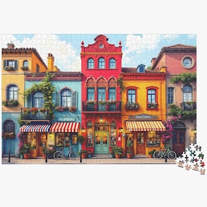 Retro Street Colorful Buildings Jigsaw Puzzle - 1000 Piece Jigsaw Puzzle For Adults