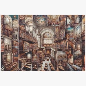 Jigsaw Puzzles For Adults - Collage Of Libraries - 1000 Pieces Jigsaw Puzzle