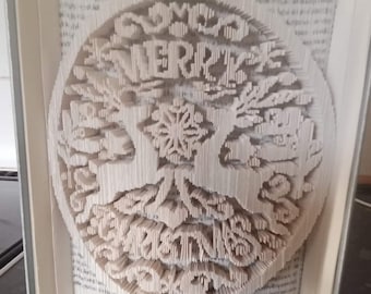 Bookfolding pattern Merry Christmas ball cut and fold ( 180 suggested)