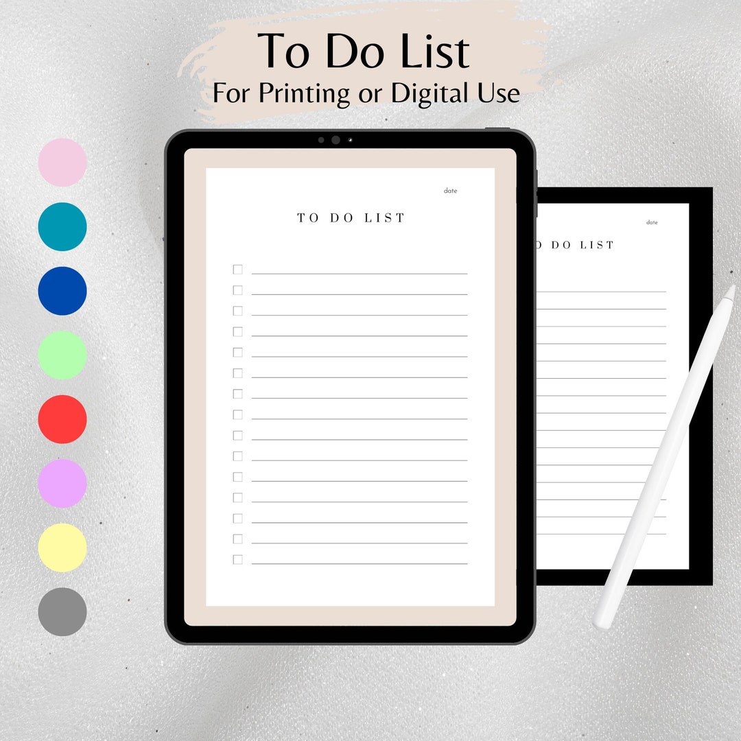 Printable to Do List Digital to Do List minimalist to Do Etsy
