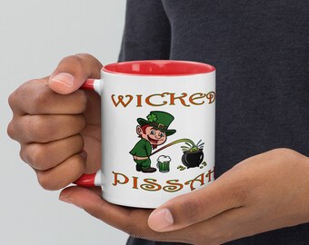 St Patricks Day Wicked Pissah Boston Accent - Color Block Mug