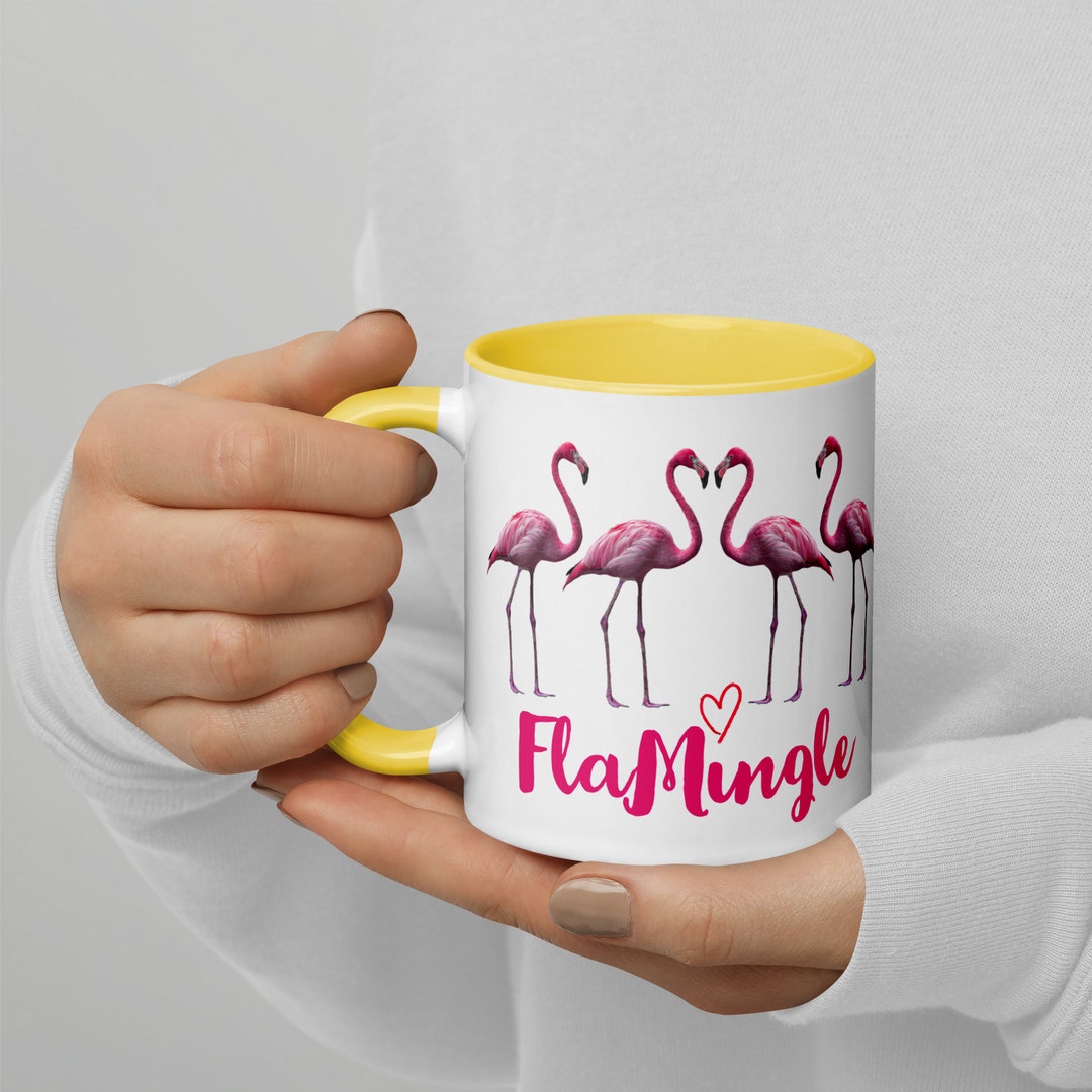 Flamingle Flamingos - Colorblock Ceramic Mug - 6 Colors, 11 Oz - Etsy
