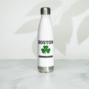 Boston Mass Shamrock Stainless Steel Water Bottle