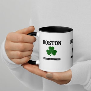 Boston Mass Shamrock Mug with Color Inside