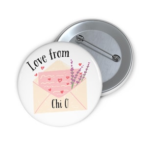 Chi Omega Love Letter Pin Button