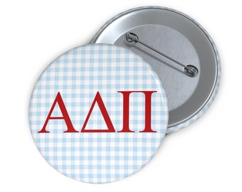 Alpha Delta Pi Gingham Greek Game Day Tailgate Buttons | Game Day Pins ...