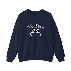 Tri Delta White Bow Crewneck Sweatshirt