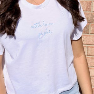 Pi Beta Phi Embroidered With Love Cropped T-Shirt