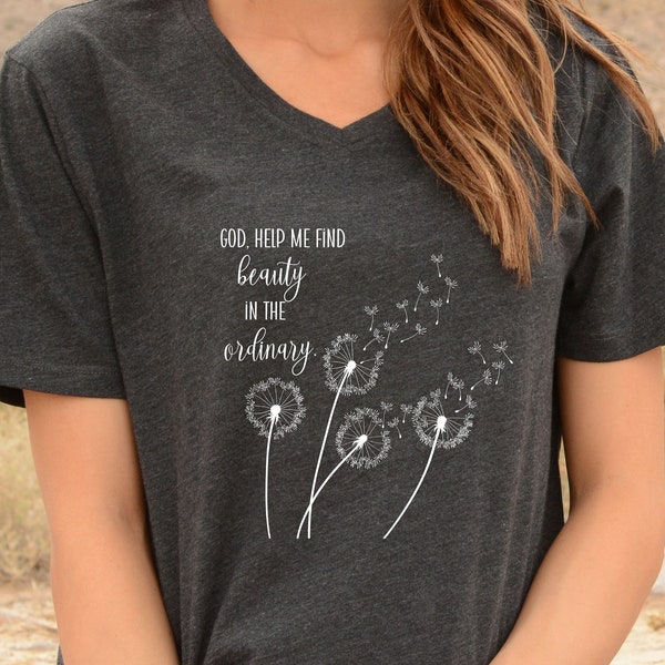 Dandelion shirt, Boho windflower, Nature Lover t-shirt, Prayer shirt, Inspirational tee, cute trending tee, Mom gift, Floral t-shirt, v-neck