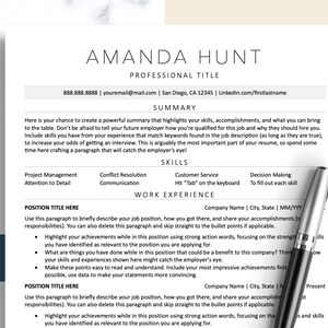 ATS Friendly Resume Template for Microsoft Word, MS Word, Google Docs Resume, Traditional Resume Template, ATS Compatible Resume Template