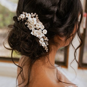 MORRISON | Bandeau de mariage en cristal, postiche de mariage, postiche de mariée, peigne à cheveux de mariée floral, peigne à cheveux de mariage floral