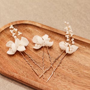 OPHELIA Hair Pins | Floral Wedding Hair Pin, Wedding Hair piece, Bridal Hairpiece, White Bridal Hair Pin, Ivory Wedding Hair Pin, Flower Pin