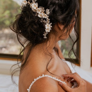 BRONZE | Kristall Hochzeit Kopfschmuck, Braut Kopfschmuck, Hochzeit Haarschmuck, Floral Braut Haarkamm, Floral Hochzeit Haarkamm, Floral Haarkamm