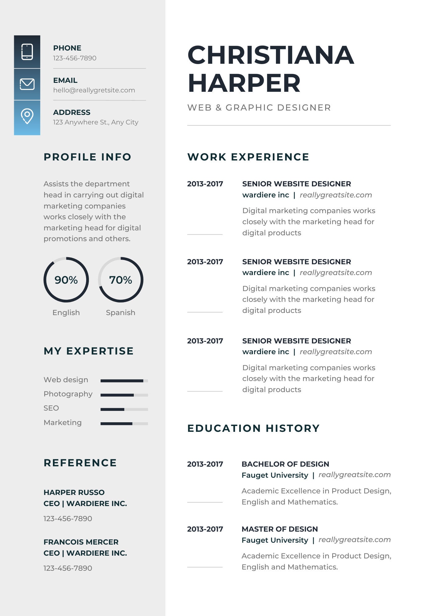 Digital CV Resume Template Modern Resume Template Canva Template