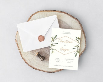 Wedding Invitation Template | Editable Wedding Invite | Canva Editable | Beautiful Modern Wedding Invite | Printable Floral Wedding Template