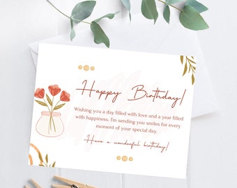Modern Birthday Card | Neutral Card | Birthday Greeting Card | Instant ...