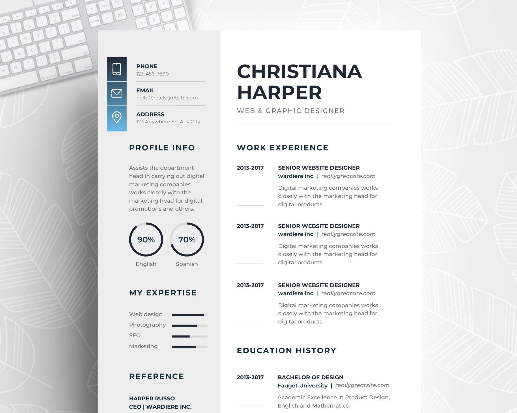 Digital CV Resume Template | Modern Resume Template | Canva Template ...