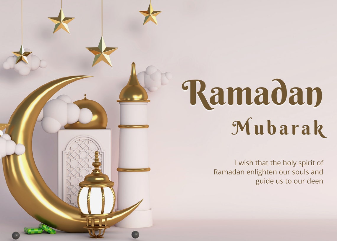 Printable Ramadan Mubarak Card | Ramadan Celebration Greeting Card | Ramadan Kareem Digital Card ...