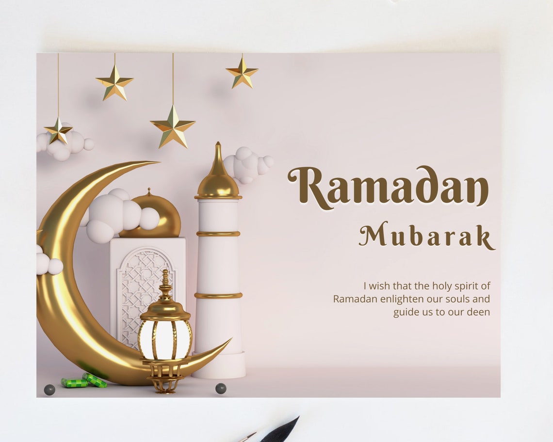 Printable Ramadan Mubarak Card | Ramadan Celebration Greeting Card | Ramadan Kareem Digital Card ...