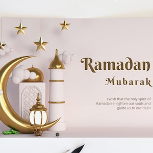 Cartão imprimível de Ramadan Mubarak de <br> Entrega Rápida? Celebração do Ramadã Cartão Comemorativo | Cartão digital Ramadã Kareem | Ramadã Mubarak | Cartão islâmico