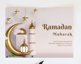 Printable Ramadan Mubarak Card | Ramadan Celebration Greeting Card | Ramadan Kareem Digital Card | Ramadan Mubarak | Islamic Greeting Card