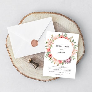 Elegant Floral Wedding Invitation | Classy Wedding Invite | Canva Editable | Beautiful Modern Wedding Invitation | Digital Wedding Template