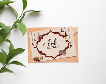 Eid Mubarak Cards | Printable Eid Greeting Cards | Eid Mubarak Digital Card | Downloadable Eid Card | Islamic Greeting Card | Eid Greeting