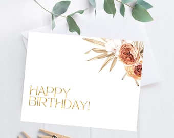 Modern Birthday Card | Neutral Card | Birthday Greeting Card | Instant ...