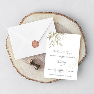 Botanical Floral Wedding Invite | Elegant Wedding Invitation | Canva Editable Template | Modern Wedding Invite | Printable Wedding Template