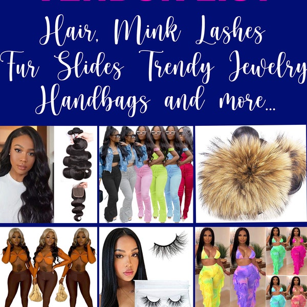 Boutique Vendor List, ultimate vendors list, Hair Vendor, Clothes Vendor, Eye Lash Vendor, trendy Jewelry, Boutique Vendor List