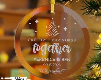 Adorno personalizado de primera Navidad juntos 2023, adorno comprometido, adorno personalizado de pareja casada, regalo de nueva pareja